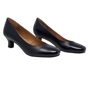 ARRAY Women Black Leather Round Toe Kitten Heel Pumps Size 10.5M NIB formal wear